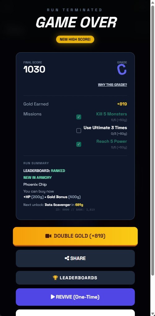 Run summary and game over screenshot